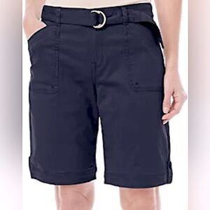 Gloria Vanderbilt Sierra Stretch Twill Short With Belted navy plus size 24W